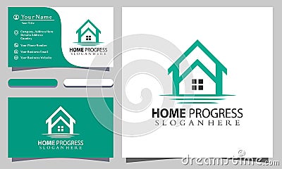 Home Building Arrow logo design vector illustration, business card template Vector Illustration