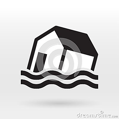 Home building flooding icon Vector Illustration