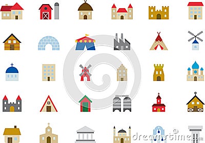 Home and building icon set Vector Illustration