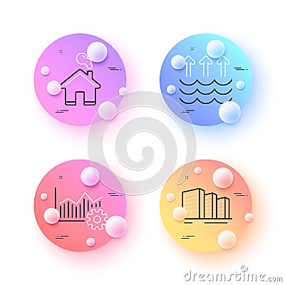 Home, Buildings and Evaporation minimal line icons. For web application, printing. Vector Vector Illustration