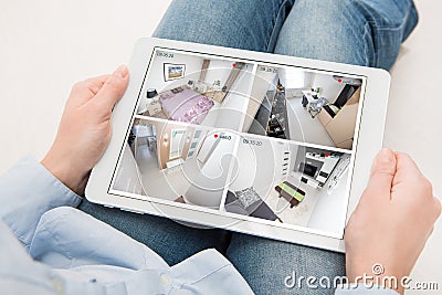 home camera cctv monitoring monitor system alarm smart house video Stock Photo