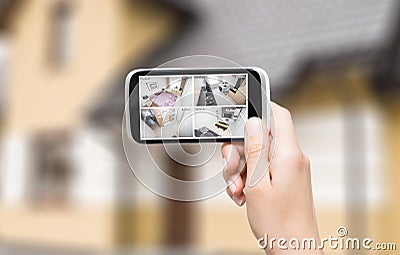 Home camera cctv monitoring system alarm smart house video Stock Photo