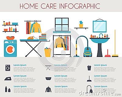 Home care and housekeeping infographic Vector Illustration