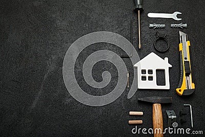 Home carpentry, do yourself. Craftsman concept, copy space for text Stock Photo