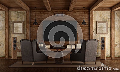 Home cinema in rustic style Stock Photo