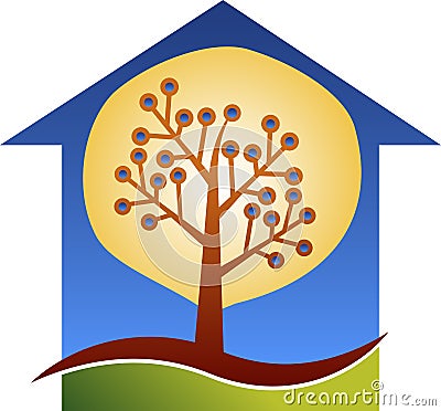 Home circuit tree logo Vector Illustration