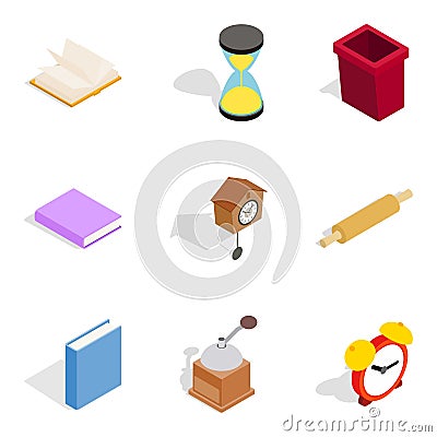Home cosiness icons set, isometric style Vector Illustration