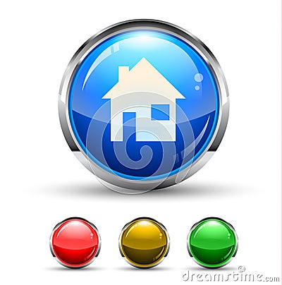 Home Cristal Glossy Button Vector Illustration