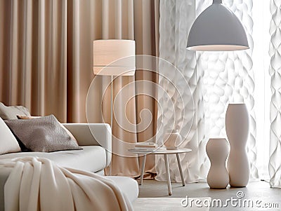 Home decor accessories. Interior design of modern living room. Created with generative AI Stock Photo