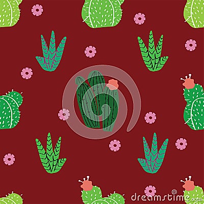 Succulents, cactuses and other plants growing in florariums Vector Illustration