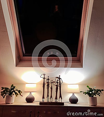 Home decor symetry at night light Stock Photo