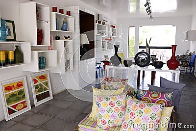 Home Decoration Shop at Djerba Island, Modern Art Editorial Stock Photo