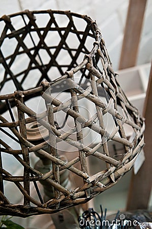 Home decorations rattan lamp shade detail Stock Photo