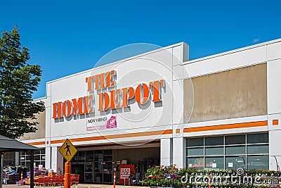 Home Depot storefront Location in Surrey Canada.Home Depot is the Largest Home Improvement Retailer in the US and Canada Editorial Stock Photo