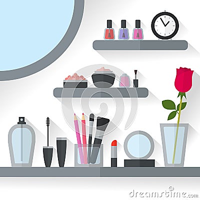 Home dressing table interior vector illustration Vector Illustration