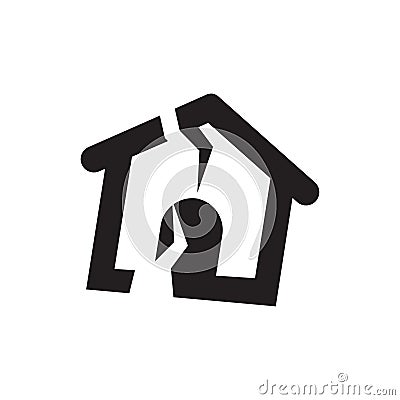 Home earthquake disaster icon Vector Illustration