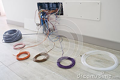 Home electrical wiring Stock Photo