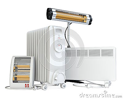 Home equipment for heating, halogen, infrared of quartz heater. Cartoon Illustration