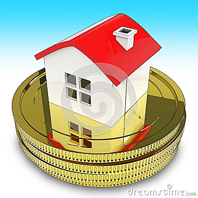 Home Equity Line Of Credit Loan Coins Represents Property Refinancing - 3d Illustration Stock Photo