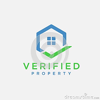 Home estate with checkmark logo icon vecto Vector Illustration