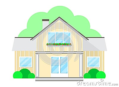 Home facade contemporary flat style. Family house icon isolated on white background Vector Illustration