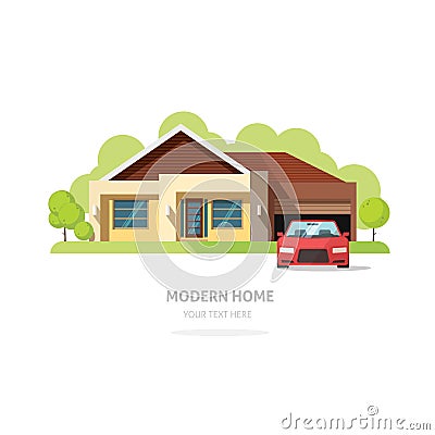 Home facade contemporary modern. American house traditional cottage vector Vector Illustration