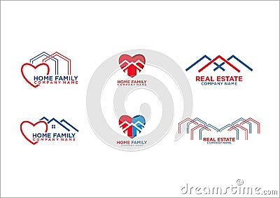 Home family heart logo Vector Illustration