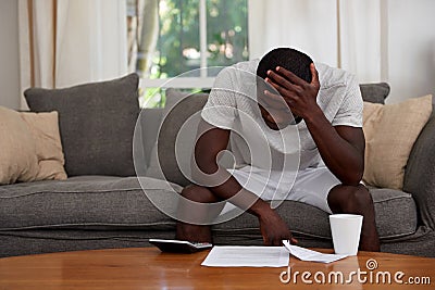 Home finance debt man Stock Photo