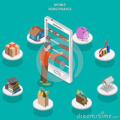 Home finance flat isometric vector concept. Vector Illustration