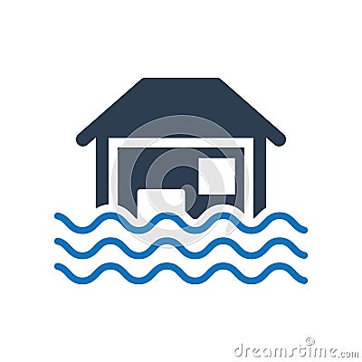 Home flooding icon. Flood Icon. Flood insurance icon. Vector Illustration