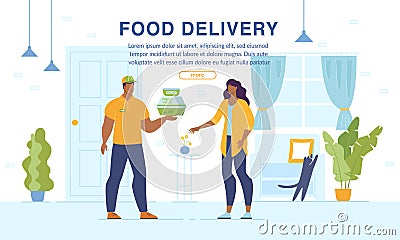 Home Food Delivery Online Ordering Service Webpage Vector Illustration