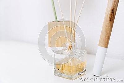 Home fragrance. Minimal decor living room Stock Photo