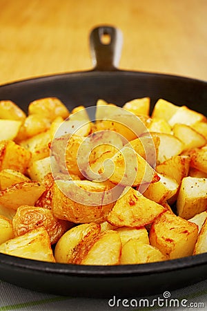 Home Fries Saute Potatoes Skillet Stock Photo