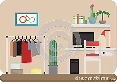 Home furnishings in the room Vector Illustration
