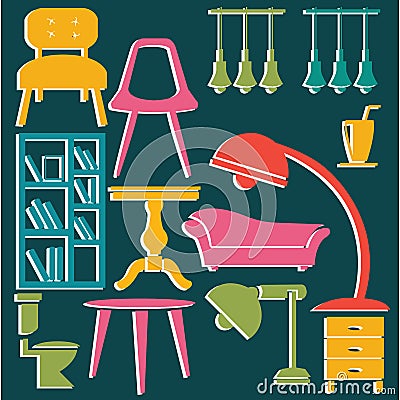 home furniture and accessories collection. Vector illustration decorative design Vector Illustration