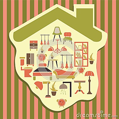home furniture and accessories collection. Vector illustration decorative design Vector Illustration