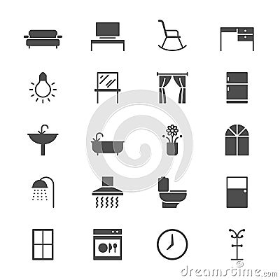 Home furniture flat icons Vector Illustration