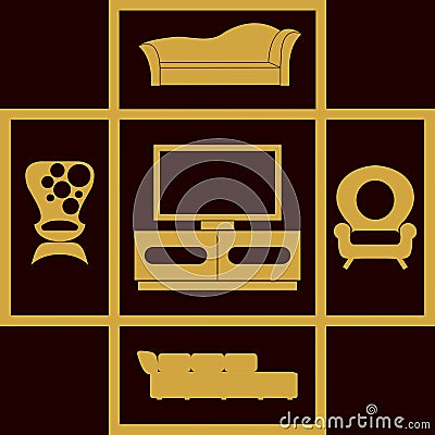 Home furniture icons set.Houses equipment Vector Illustration