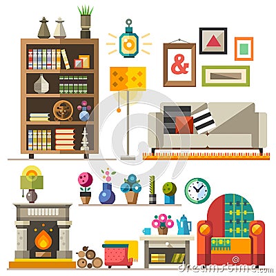 Home furniture. Interior design Vector Illustration