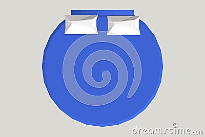 Home furniture - round bed. Interior element Bedroom. Vector illustration isolated on background. Vector Illustration