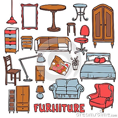 Home Furniture Set Vector Illustration