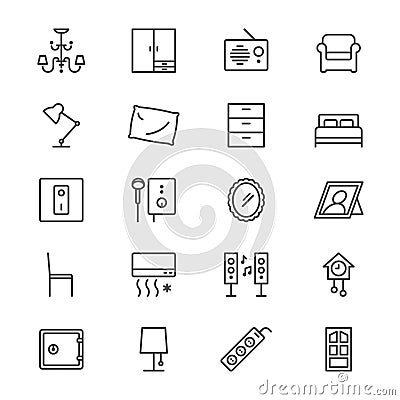 Home furniture thin icons Vector Illustration