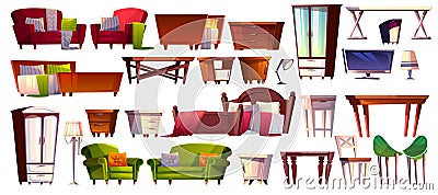 Home furniture vector isolated interior icons Vector Illustration