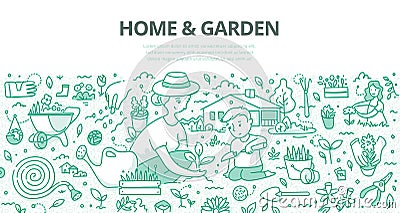 Home & Garden Doodle Concept Vector Illustration