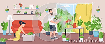 Home garden flat color vector illustration Vector Illustration