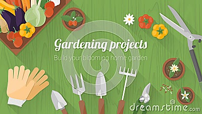 Home gardening banner Vector Illustration