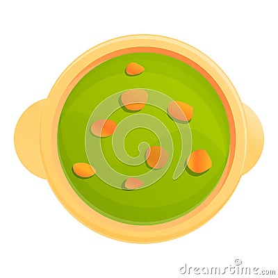 Home green soup icon, cartoon style Vector Illustration