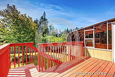 Home greenhouse with walkout deck Stock Photo