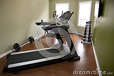 Home gym and treadmill Stock Photo
