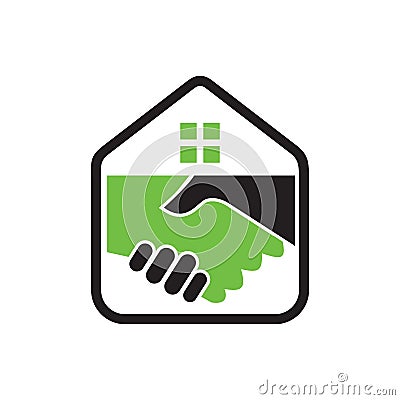 Home handshake logo , building logo vector Vector Illustration